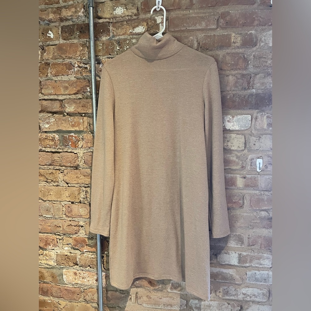 zara tan turtleneck dress - m